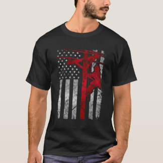 Camiseta Cabo elétrico Patriótico Afastado Lineman American