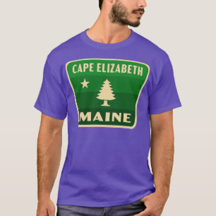 Camiseta Cabo Elizabeth Maine Retro Pine Tree Crachá Verde