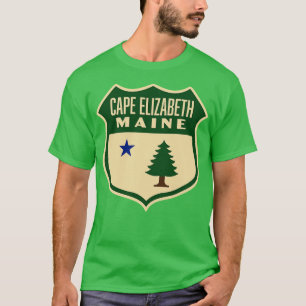 Camiseta Cabo Elizabeth Maine Retro Pine Tree Shield Verde