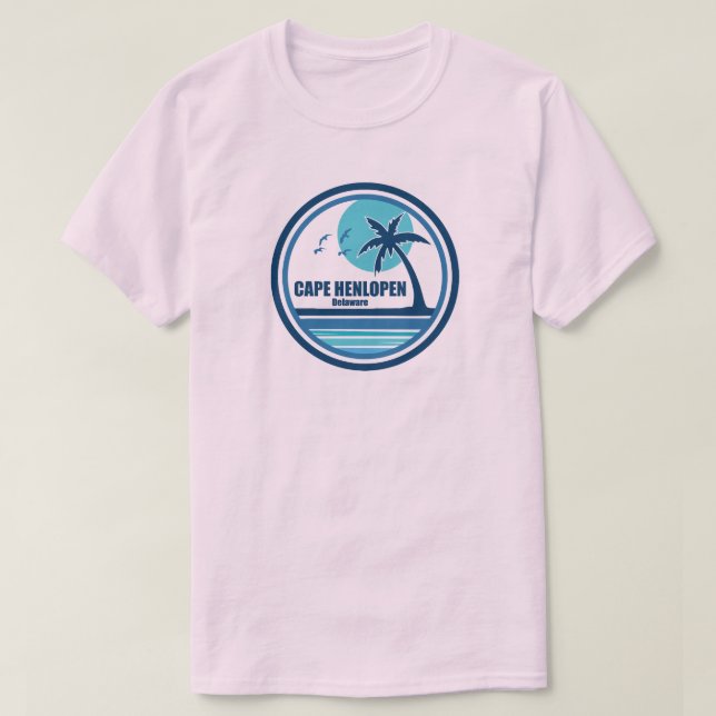 Camiseta Cabo Henlopen Delaware Palm Tree Birds (Frente do Design)