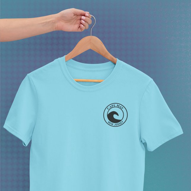 Camiseta Cabo May Black Ocean Wave Circ Design (Criador carregado)