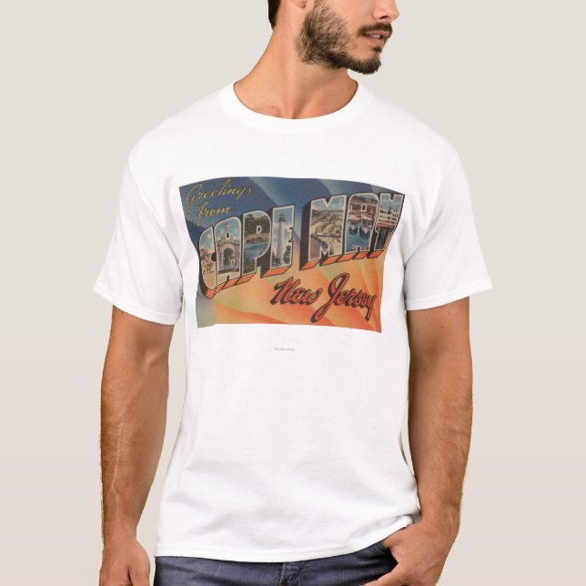 Camiseta Cabo May, Nova Jersey - Cenas em Larga Letra (Frente)