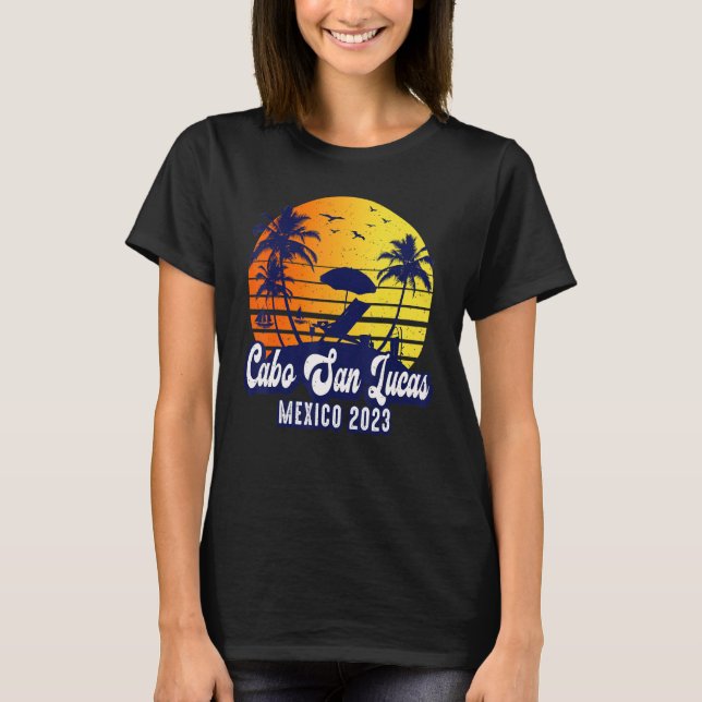 Camiseta Cabo San Lucas 2023 Mexico Sunset Beach Retro_1 (Frente)