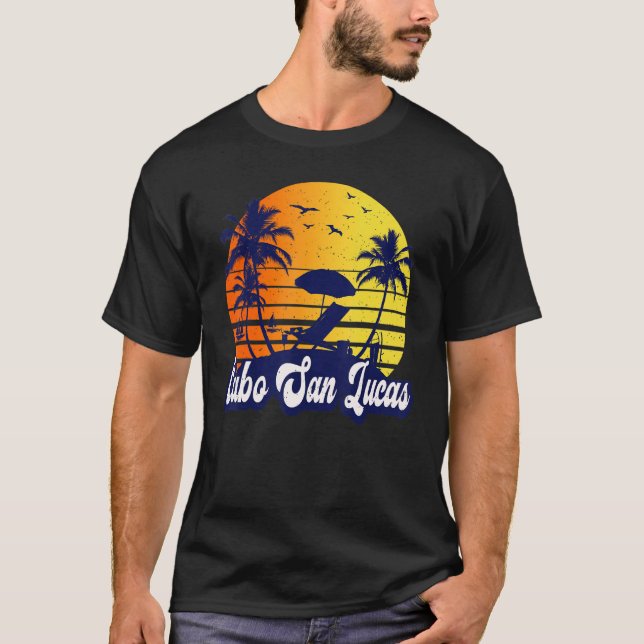 Camiseta Cabo San Lucas Mexico Sunset Beach Retro (Frente)
