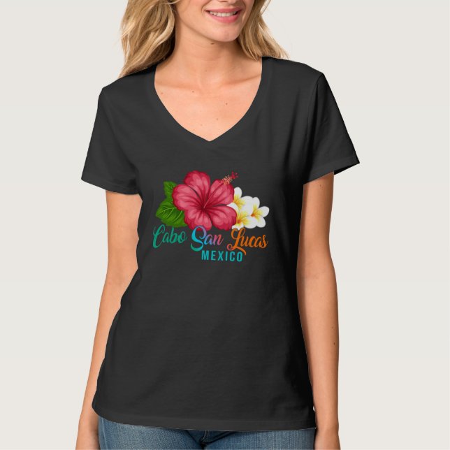 Camiseta Cabo San Lucas Vacation Mexico Tropical Hibiscus F (Frente)