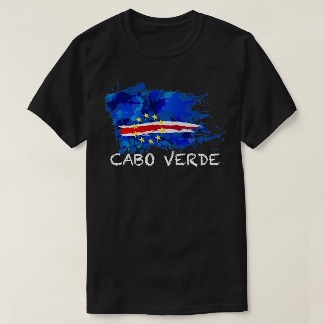 Camiseta CABO VERDE SPLASHED PAINT FLAG with white tet Pull (Frente do Design)