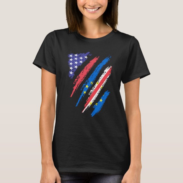 Camiseta Cabo Verdean American Patriot Grown Heart Flag Str (Frente)
