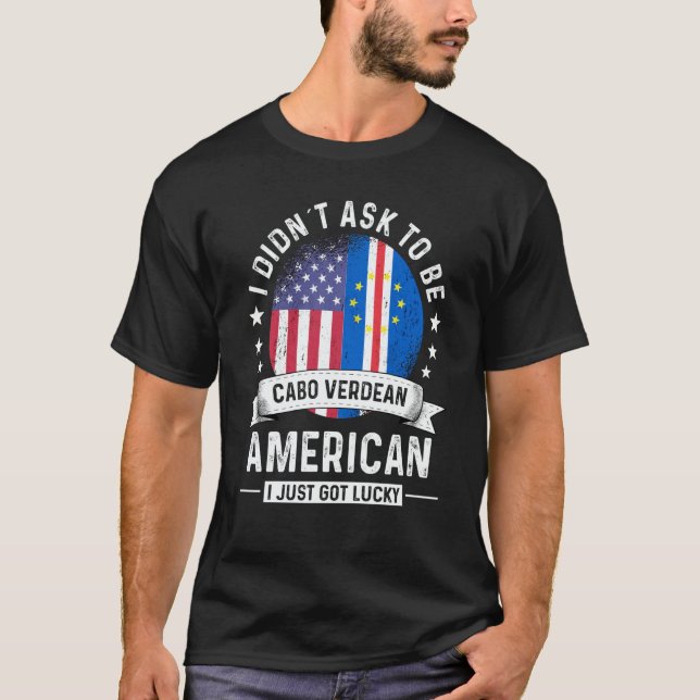 Camiseta Cabo Verdean American Patriot Grown  Humor Flag (Frente)