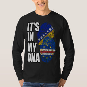 Camiseta Cabo-Verdiano e Bósnio Mistura DNA Bandeira Patrim