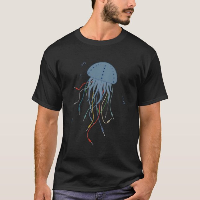 Camiseta Cabos De Áudio De Jellyfish Do Synthesizer Modular (Frente)