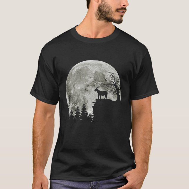 Camiseta cabra andando na lua do halloween (Frente)