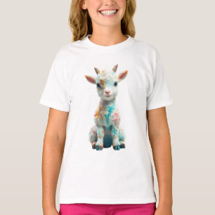 Camiseta Cabra Bebê Colorida com Salpicos para Crianças
