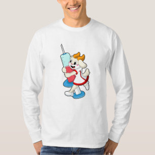 Camiseta Cabra como Enfermeira na Vacinação com Seringa