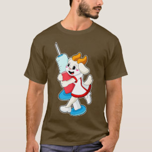 Camiseta Cabra como Enfermeira na Vacinação com Seringa