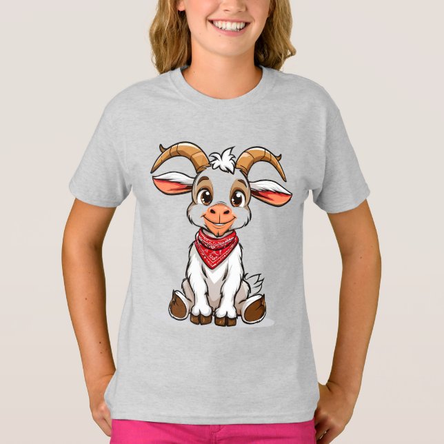 Camiseta Cabra de desenho animado adorável (Frente)