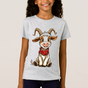 Camiseta Cabra de desenho animado adorável usando bandana v