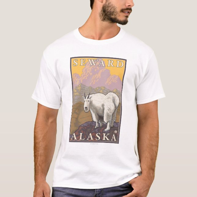 Camiseta Cabra de montanha - Seward, Alaska (Frente)