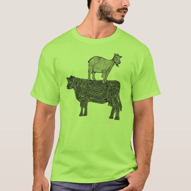 Camiseta Cabra em um t-shirt da vaca (Frente)