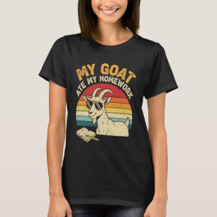Camiseta Cabra Engraçada Comeu Meu Trabalho de Casa Animal 