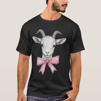 Camiseta Cabra Rosa Coquete Laço Fino Ribbon Fofo Animal Fa
