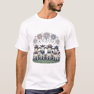 Camiseta Cabras Patrióticas Fogos de Artifício Design de Ca