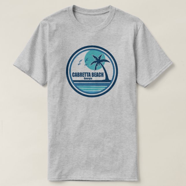 Camiseta Cabretta Beach Georgia Palm Tree Birds (Frente do Design)