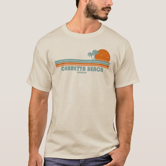 Camiseta Cabretta Beach Sal Ilha Georgia Sun Palm Tree (Frente)