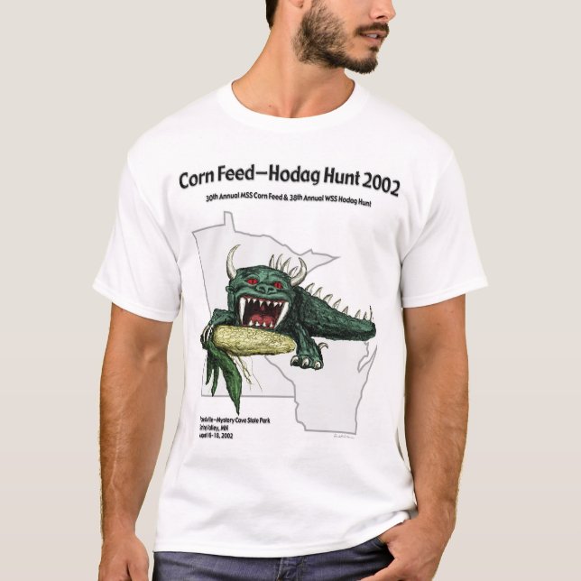 Camiseta Caça 2002 de Hodag da alimentação do milho (Frente)