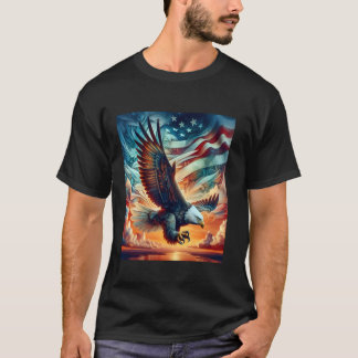 Camiseta Caça À Águia Cálida Com Bandeira No Céu, Captura L
