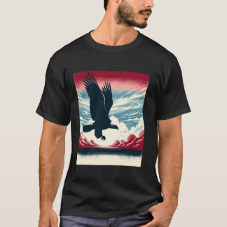 Camiseta Caça À Águia Cálida Com Bandeira No Céu, Captura L