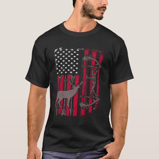 Camiseta Caça a Arcos de varetas na bandeira americana (Frente)