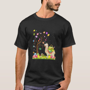 Camiseta Caça à Árvore Egg Llama Páscoa Llama Bunny Happy E