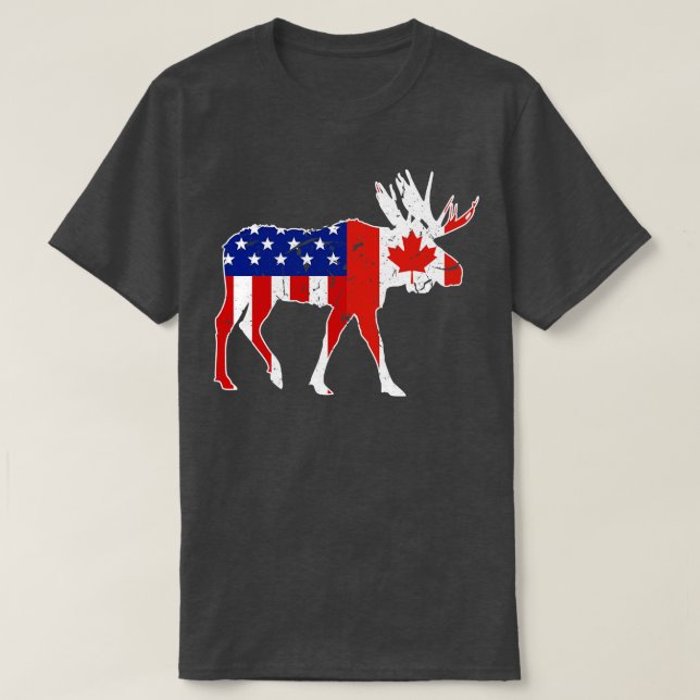 Camiseta Caça à bandeira dos EUA Elk do Canadá (Frente do Design)