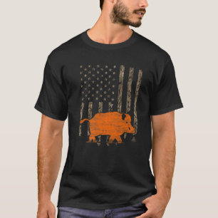 Camiseta Caça A Barcos Afetou A Bandeira Americana Vintage 