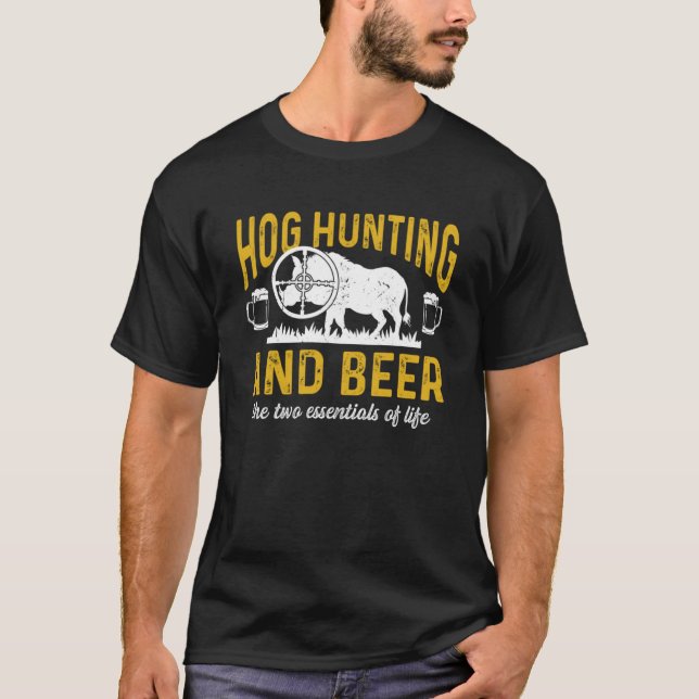 Camiseta Caça a Caça a Pais e Cerveja os Dois Essenciais (Frente)