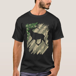 Camiseta Caça à Camouflage americana Flag Buck Whitetai