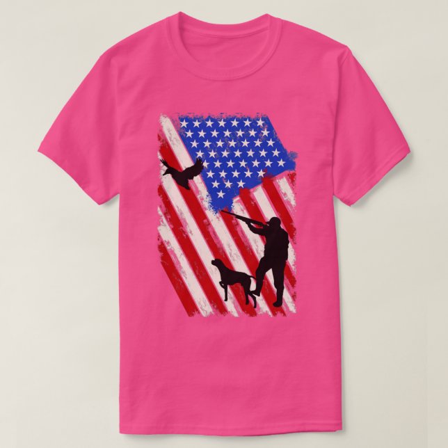 Camiseta Caça a Ganso da Bandeira Americana (Frente do Design)
