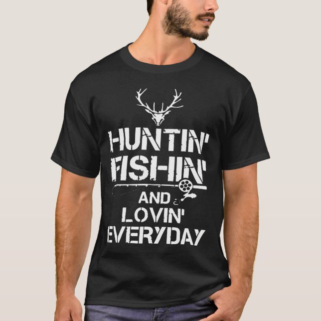 Camiseta Caça À Pesca Adorando Um Exterior Único E Engraçad (Frente)
