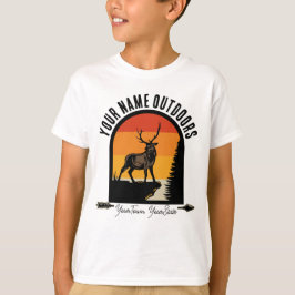 Camiseta Caça ADD NOME Ao Ar Livre Cervo Alce Acampamento W