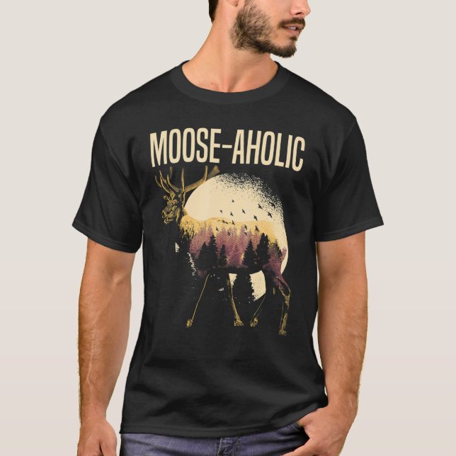 Camiseta Caça Alce Selvagem Selvagem de Moose Selvagem de A (Frente)