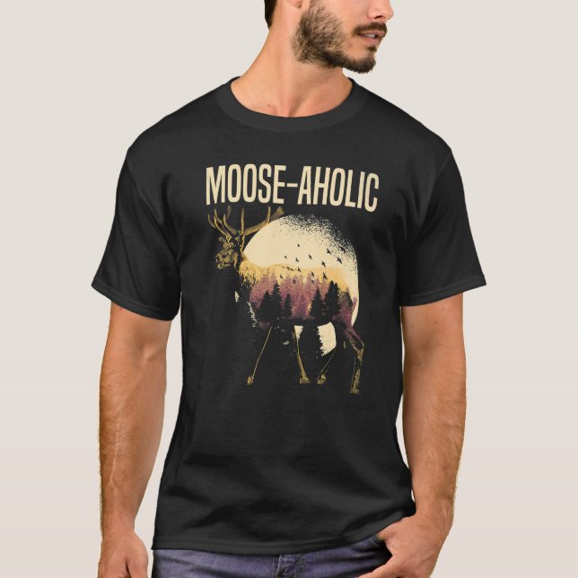 Camiseta Caça Alce Selvagem Selvagem de Moose Selvagem de A (Frente)