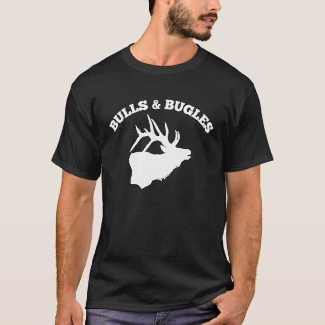 Camiseta Caça ao Alce Touros e Cornetas (Frente)
