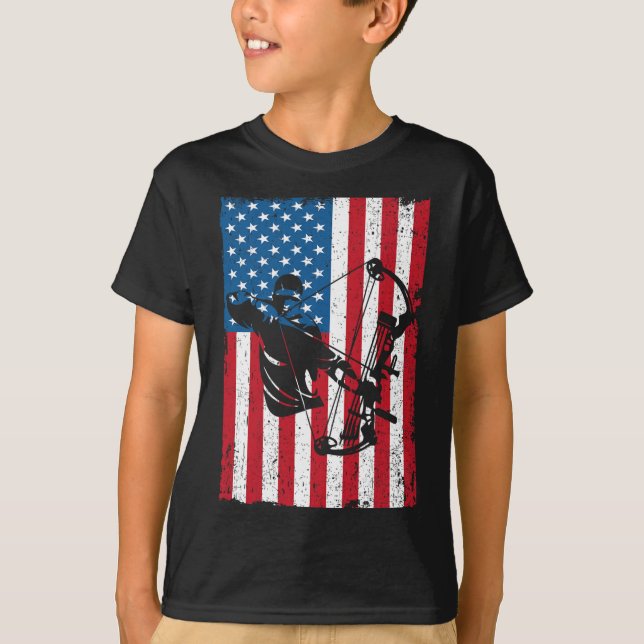 Camiseta Caça ao Arco-Americano de Bandeiras (Frente)