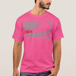 Camiseta Caça ao Bisão Americano - Caçador com Bandeira dos