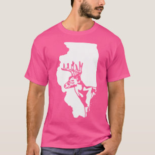 Camiseta Caça Ao Buck Ou Deer- Illinois Map Art Hunter