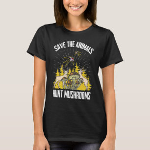 Camiseta Caça Ao Cogumelo Vintage Salva Os Animais Caçam Mu