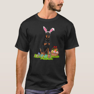 Camiseta Caça ao Ovo de Páscoa do Cão Doberman Coelho Dober