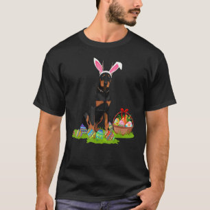 Camiseta Caça ao Ovo de Páscoa do Cão Doberman Coelho Dober