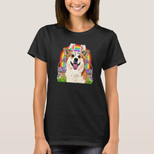 Camiseta Caça ao Ovo de Páscoa do Coelho com Cachorro Corgi