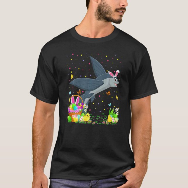 Camiseta Caça ao Ovo de Páscoa do Coelho Peixe Voador Leste (Frente)
